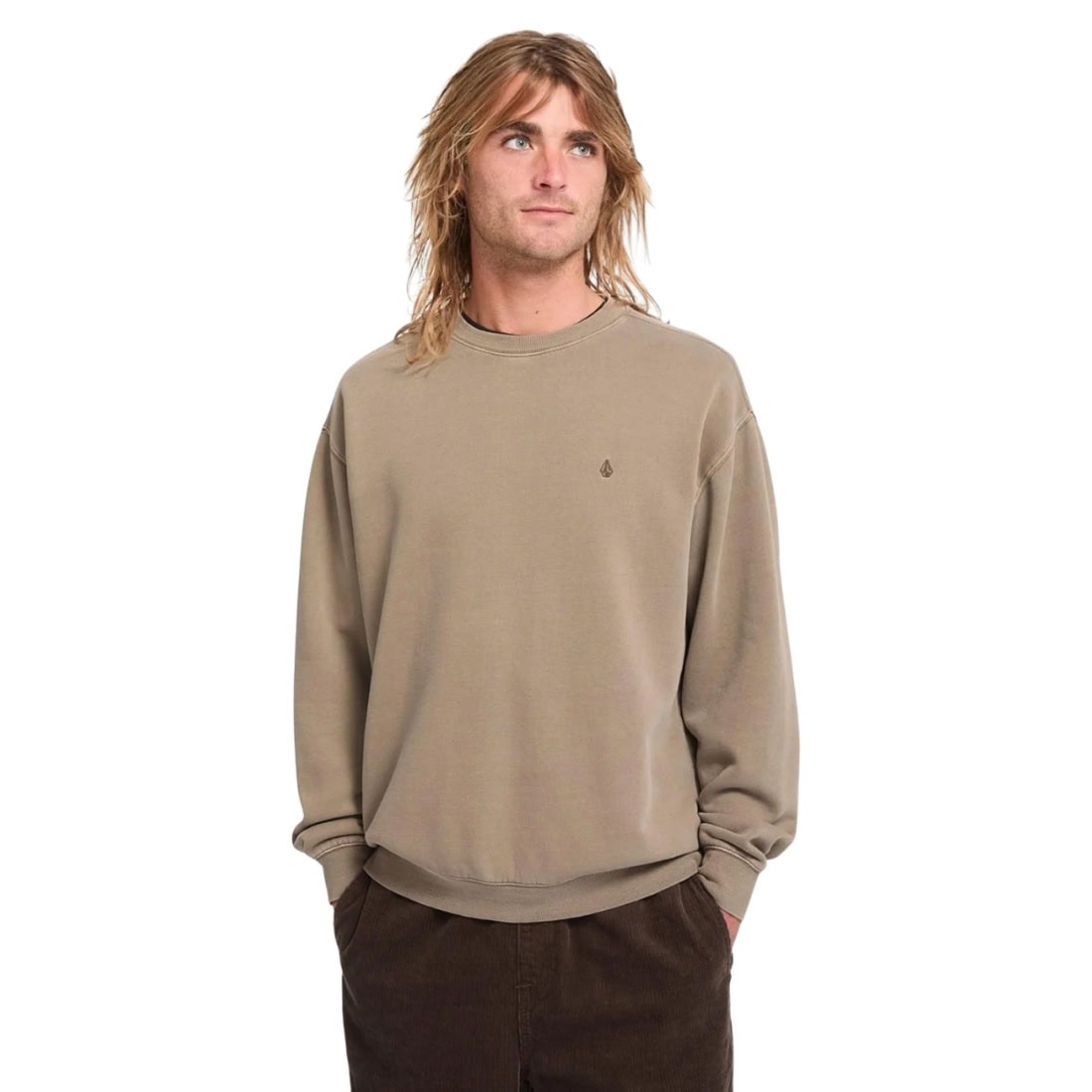 Volcom Single Stone PW Crew - Earth - Mens Crew Neck Sweatshirt by Volcom