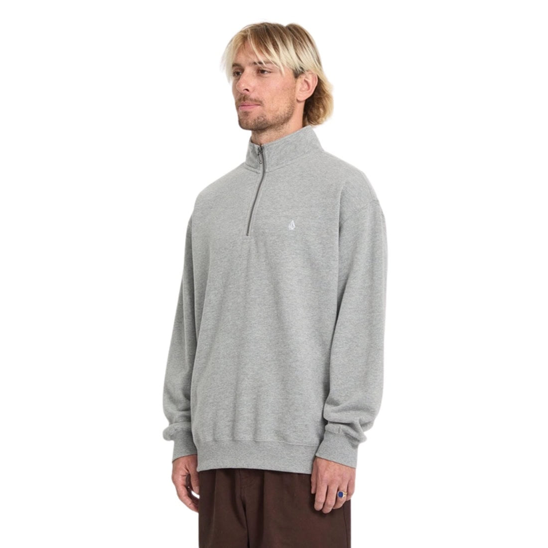 Volcom Single Stone Quarter Zip - Heather Grey - Mens Pullover Hoodie by Volcom