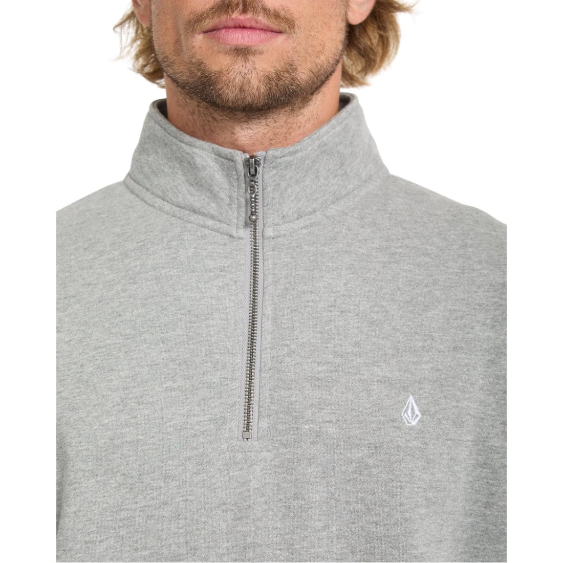 Volcom Single Stone Quarter Zip - Heather Grey - Mens Pullover Hoodie by Volcom