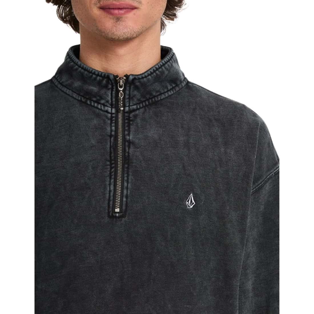 Volcom Single Stone Quarter Zip - Light Acid Black - Mens Pullover Hoodie by Volcom