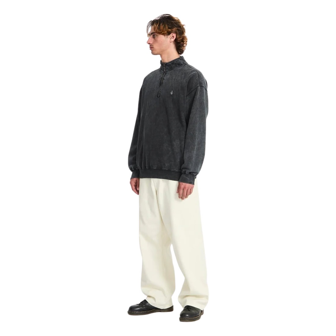 Volcom Single Stone Quarter Zip - Light Acid Black FA26 - Mens Pullover Hoodie by Volcom