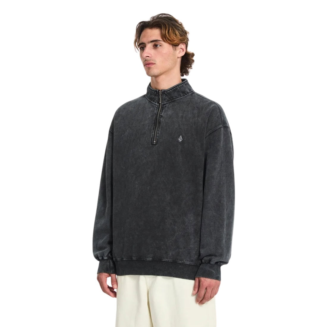 Volcom Single Stone Quarter Zip - Light Acid Black FA26 - Mens Pullover Hoodie by Volcom