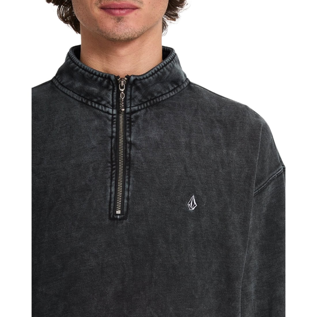 Volcom Single Stone Quarter Zip - Light Acid Black FA26 - Mens Pullover Hoodie by Volcom