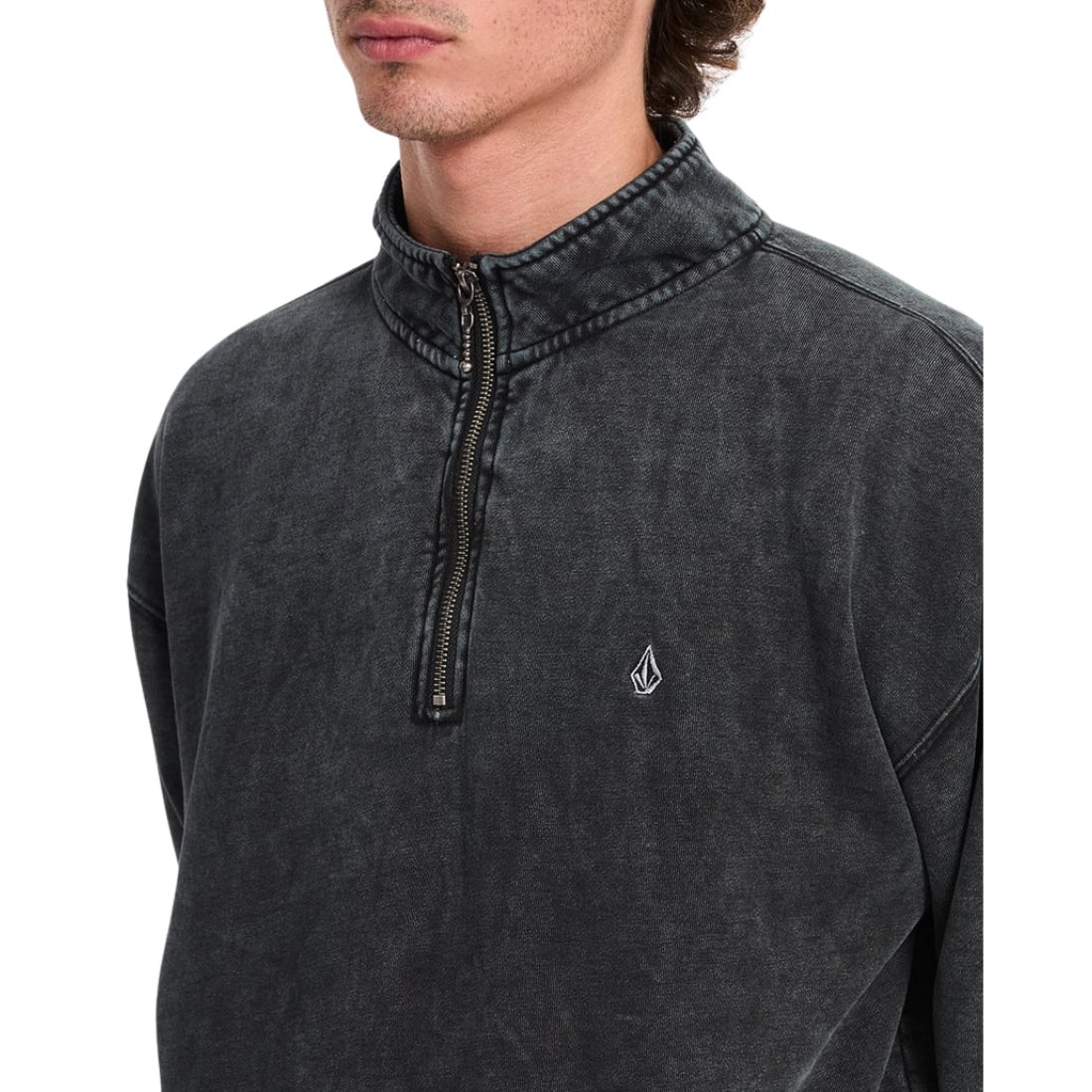 Volcom Single Stone Quarter Zip - Light Acid Black FA26 - Mens Pullover Hoodie by Volcom