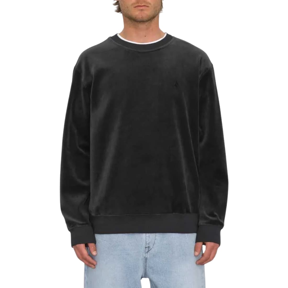 Volcom Single Stone Velvet Crew - Black - Mens Crew Neck Sweatshirt by Volcom