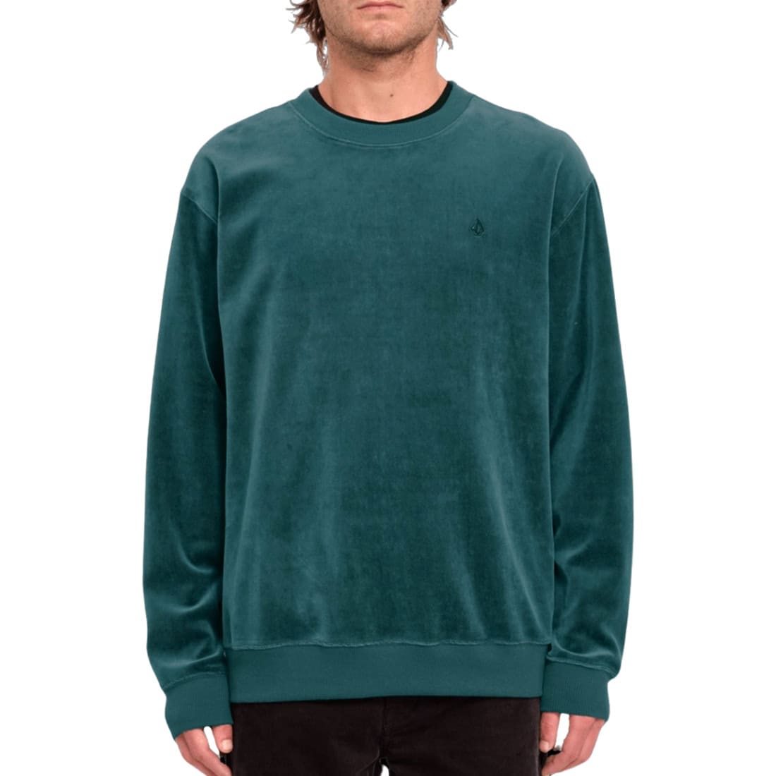 Volcom Single Stone Velvet Crew - Evergreen - Mens Crew Neck Sweatshirt by Volcom