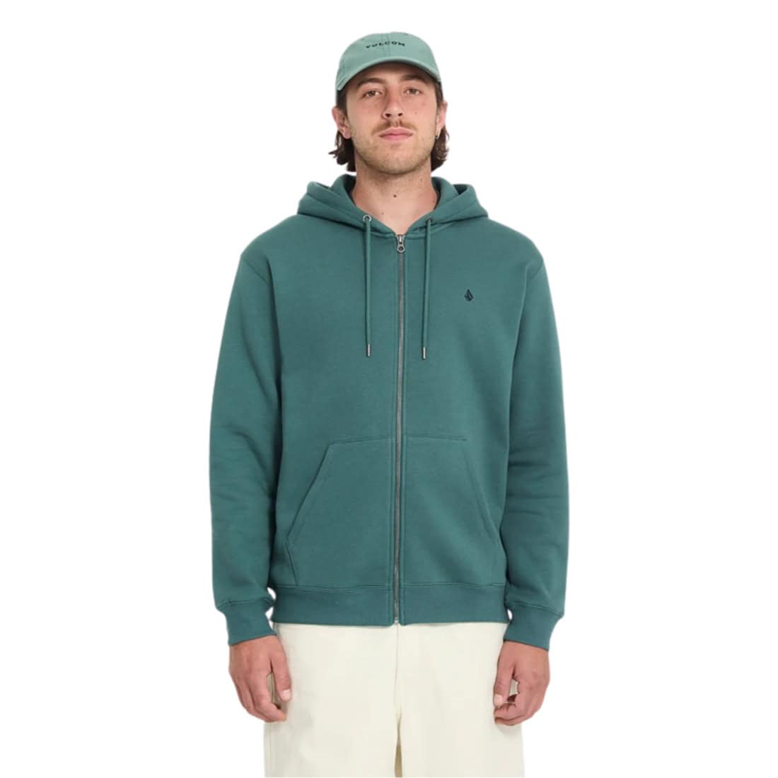 Volcom Single Stone Zip Up Hoodie - Rifle Green - Mens Zip Up Hoodie by Volcom
