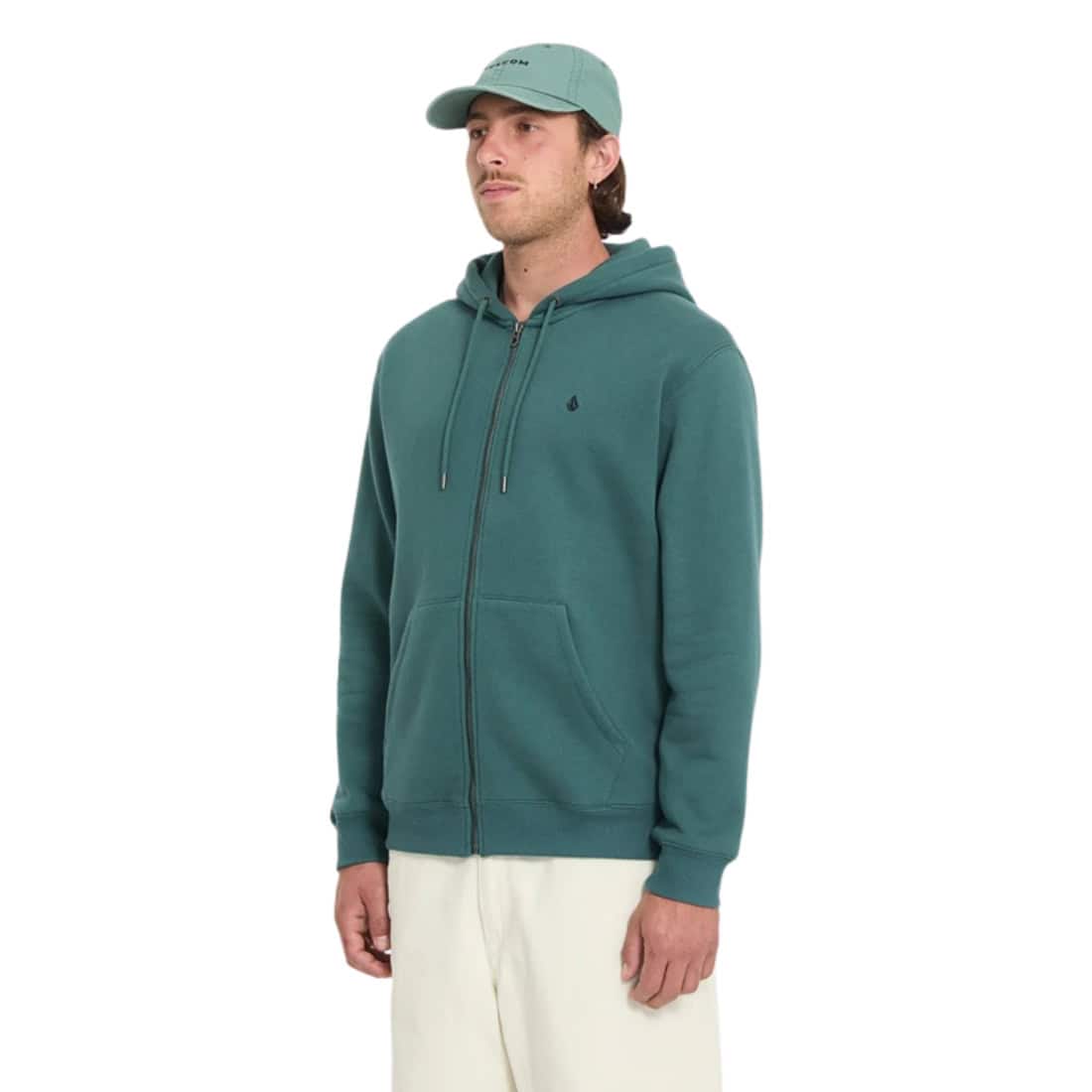 Volcom Single Stone Zip Up Hoodie - Rifle Green - Mens Zip Up Hoodie by Volcom
