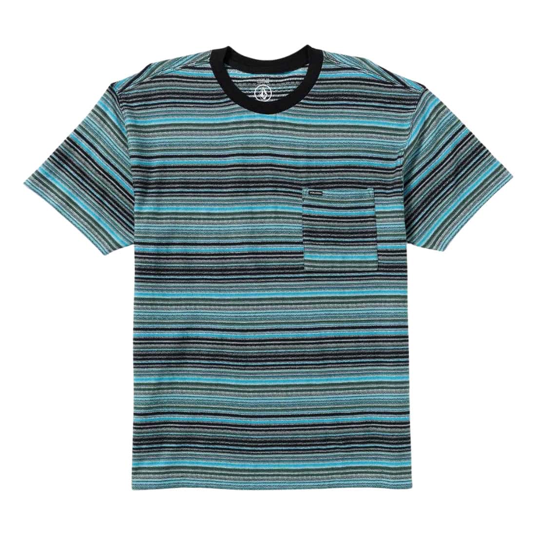 Volcom Slide Stone Crew T-Shirt - Dark Black Heather - Mens Pocket T-Shirt by Volcom