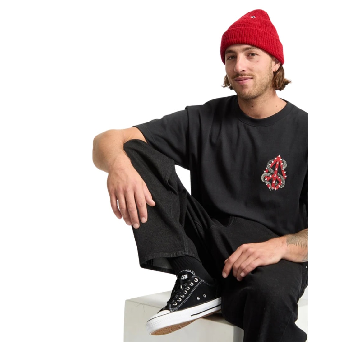 Volcom Snake Peace Loose Fit T-Shirt - Black - Mens Graphic T-Shirt by Volcom