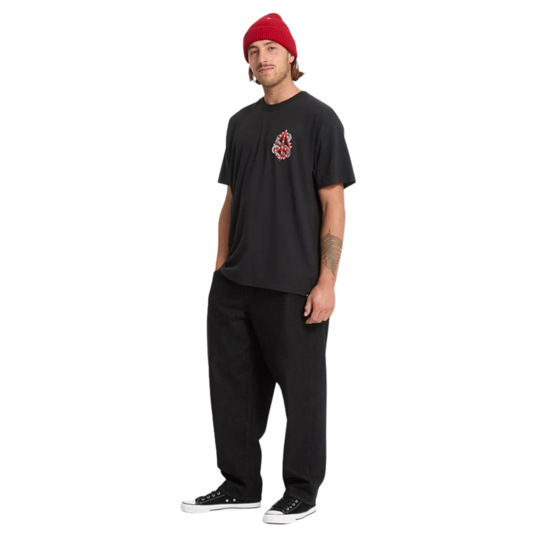 Volcom Snake Peace Loose Fit T-Shirt - Black - Mens Graphic T-Shirt by Volcom