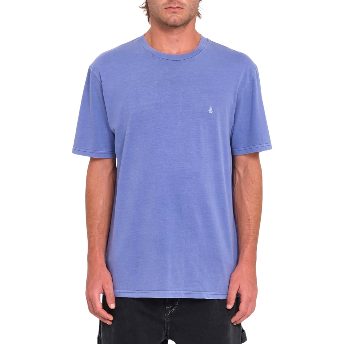 Volcom Solid Stone Embroidered T-Shirt - Ballpoint Blue - Mens Skate Brand T-Shirt by Volcom