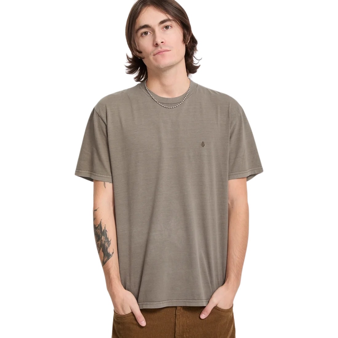 Volcom Solid Stone Embroidered T-Shirt - Earth - Mens Graphic T-Shirt by Volcom