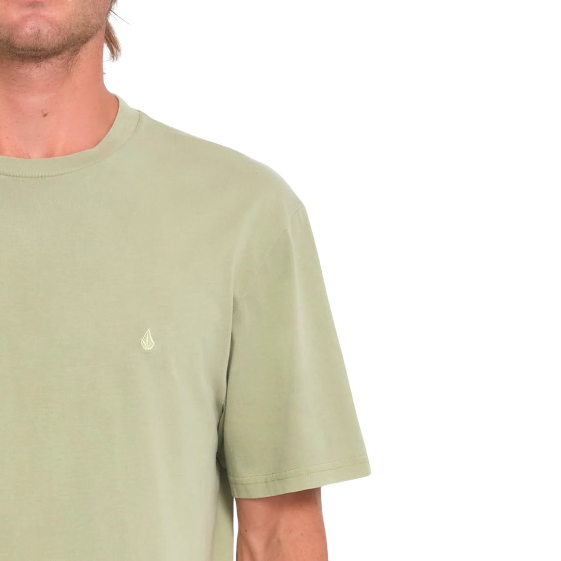 Volcom Solid Stone Embroidered T-Shirt - Green Tea - Mens Skate Brand T-Shirt by Volcom