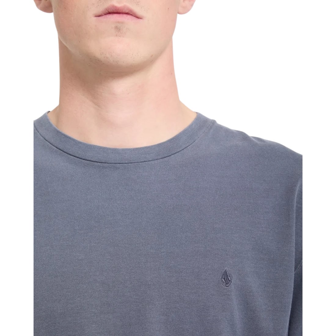Volcom Solid Stone Embroidered T-Shirt - Storm Blue - Mens Graphic T-Shirt by Volcom