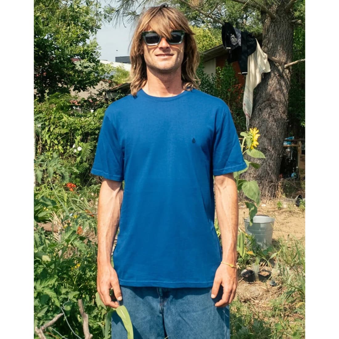 Volcom Stone Blanks T-Shirt - Cosmic Blue - Mens Plain T-Shirt by Volcom
