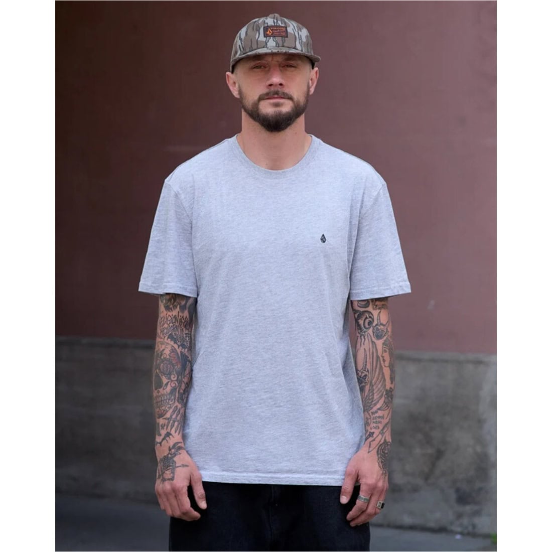 Volcom Stone Blanks T-Shirt - Heather Grey - Mens Plain T-Shirt by Volcom