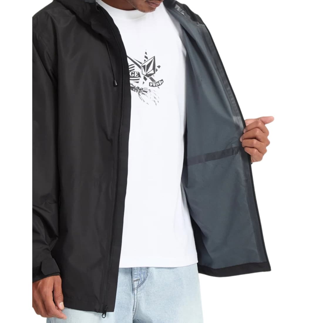 Volcom Thunder Stone 10K Jacket - Black - Mens Windbreaker/Rain Jacket by Volcom