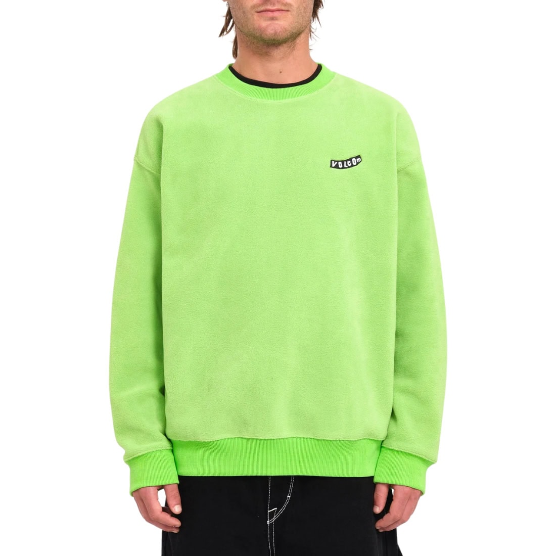 Volcom Too Kool Loose Crew - Electric Green - Mens Crew Neck Sweatshirt by Volcom