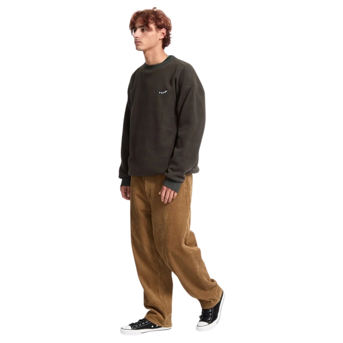 Volcom Too Kool Loose Fit Crew - Rinsed Black - Mens Crew Neck Sweatshirt by Volcom