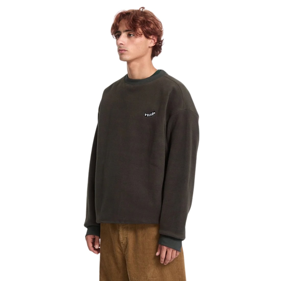 Volcom Too Kool Loose Fit Crew - Rinsed Black - Mens Crew Neck Sweatshirt by Volcom