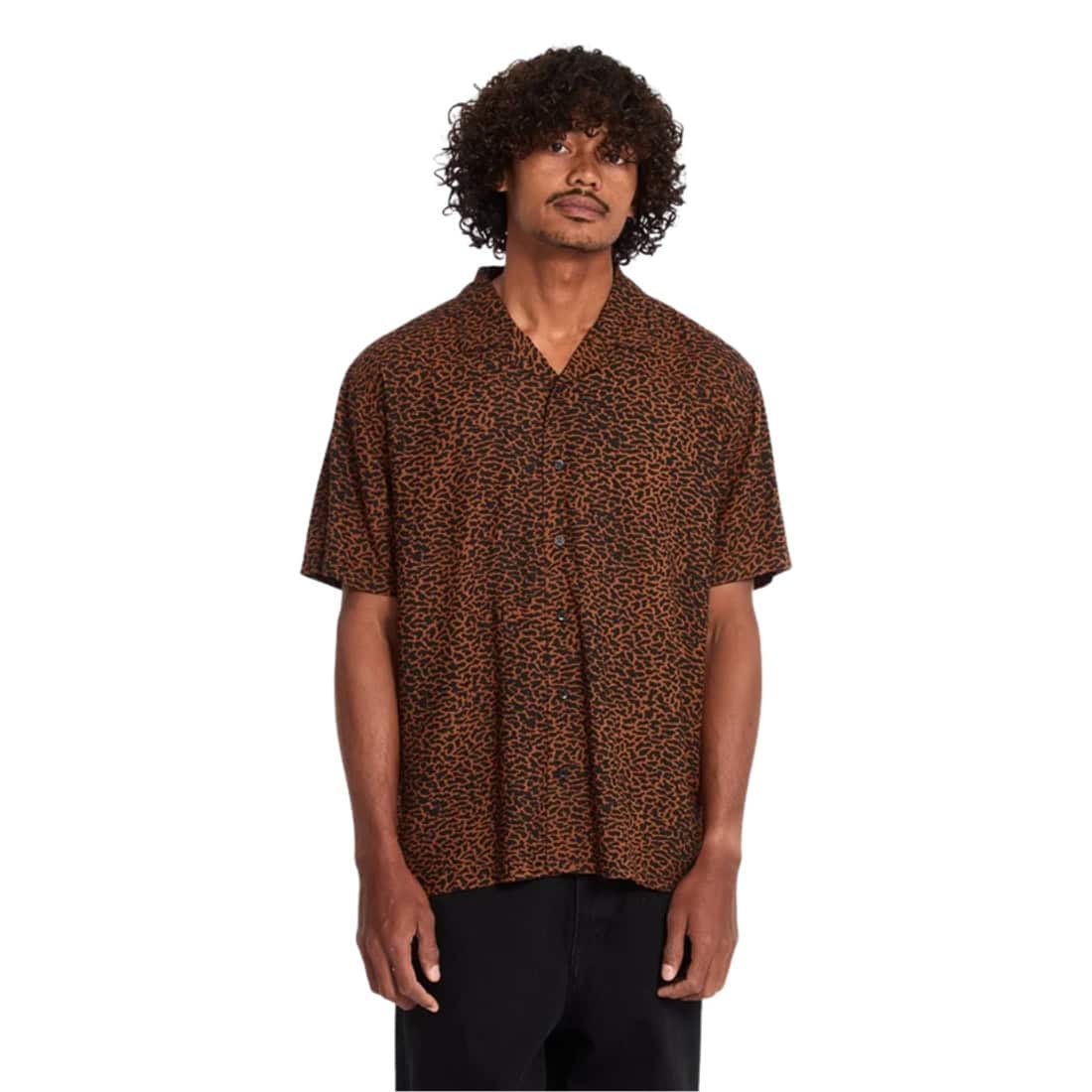 Volcom Utopias Print Short Sleeve Shirt - Brown Horn - Mens Casual Shirt by Volcom