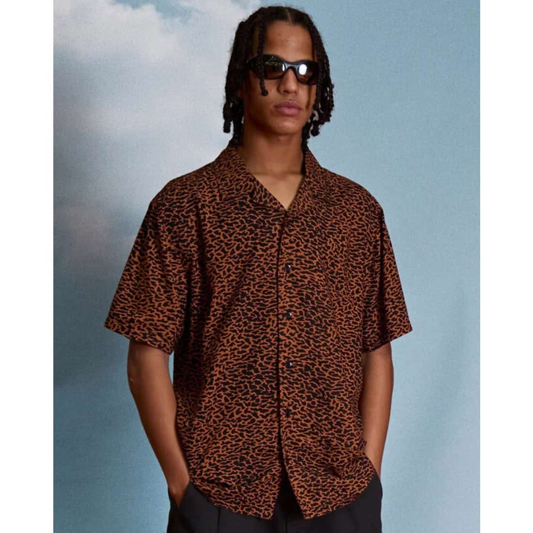 Volcom Utopias Print Short Sleeve Shirt - Brown Horn - Mens Casual Shirt by Volcom