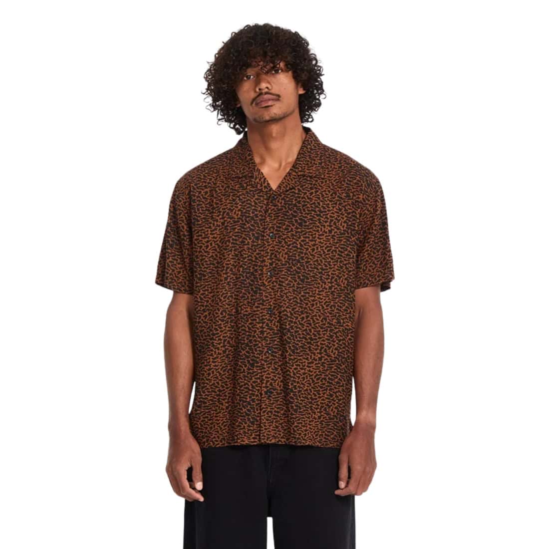 Volcom Utopias Print Short Sleeve Shirt - Brown Horn - Mens Casual Shirt by Volcom