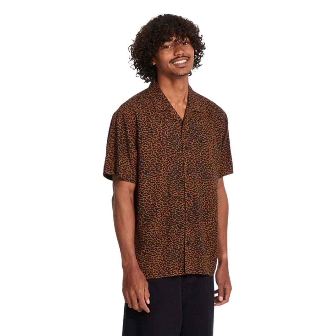 Volcom Utopias Print Short Sleeve Shirt - Brown Horn - Mens Casual Shirt by Volcom
