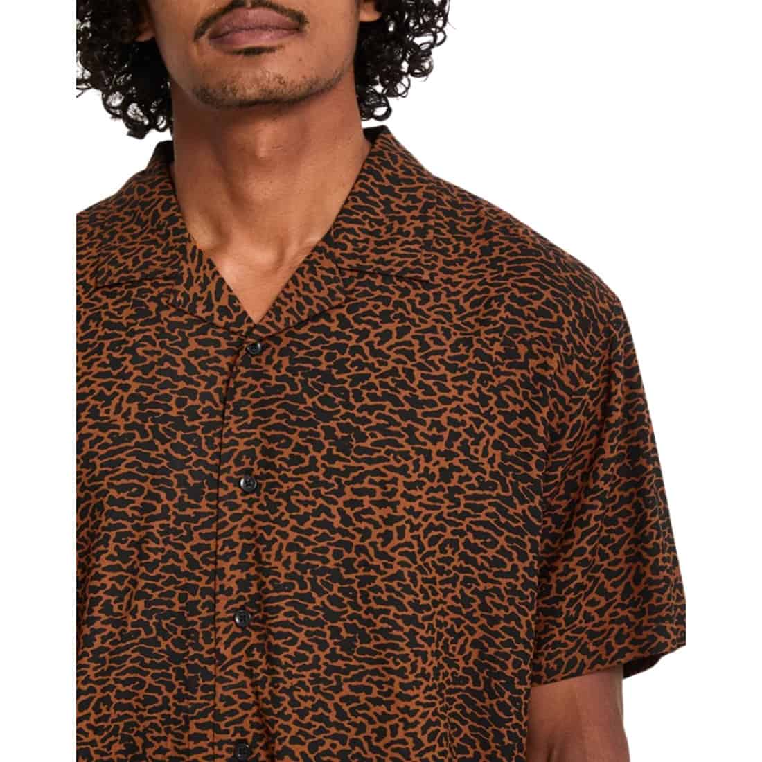 Volcom Utopias Print Short Sleeve Shirt - Brown Horn - Mens Casual Shirt by Volcom