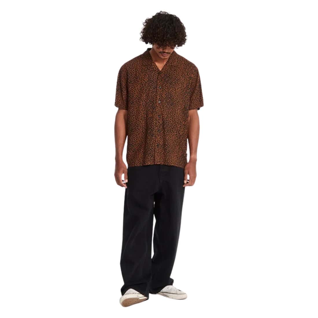 Volcom Utopias Print Short Sleeve Shirt - Brown Horn - Mens Casual Shirt by Volcom