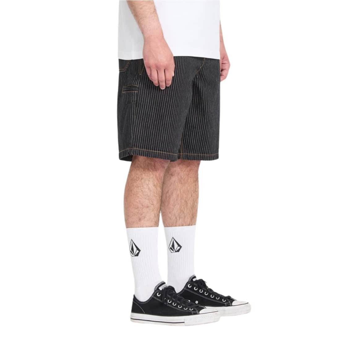 Volcom Work Dialed Short - Black Stripe - Mens Denim Shorts by Volcom