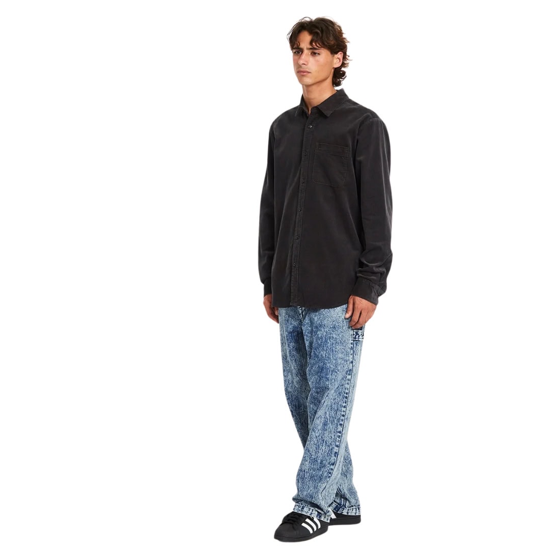 Volcom Zander Longsleeve Shirt - Asphalt Black - Mens Casual Shirt by Volcom