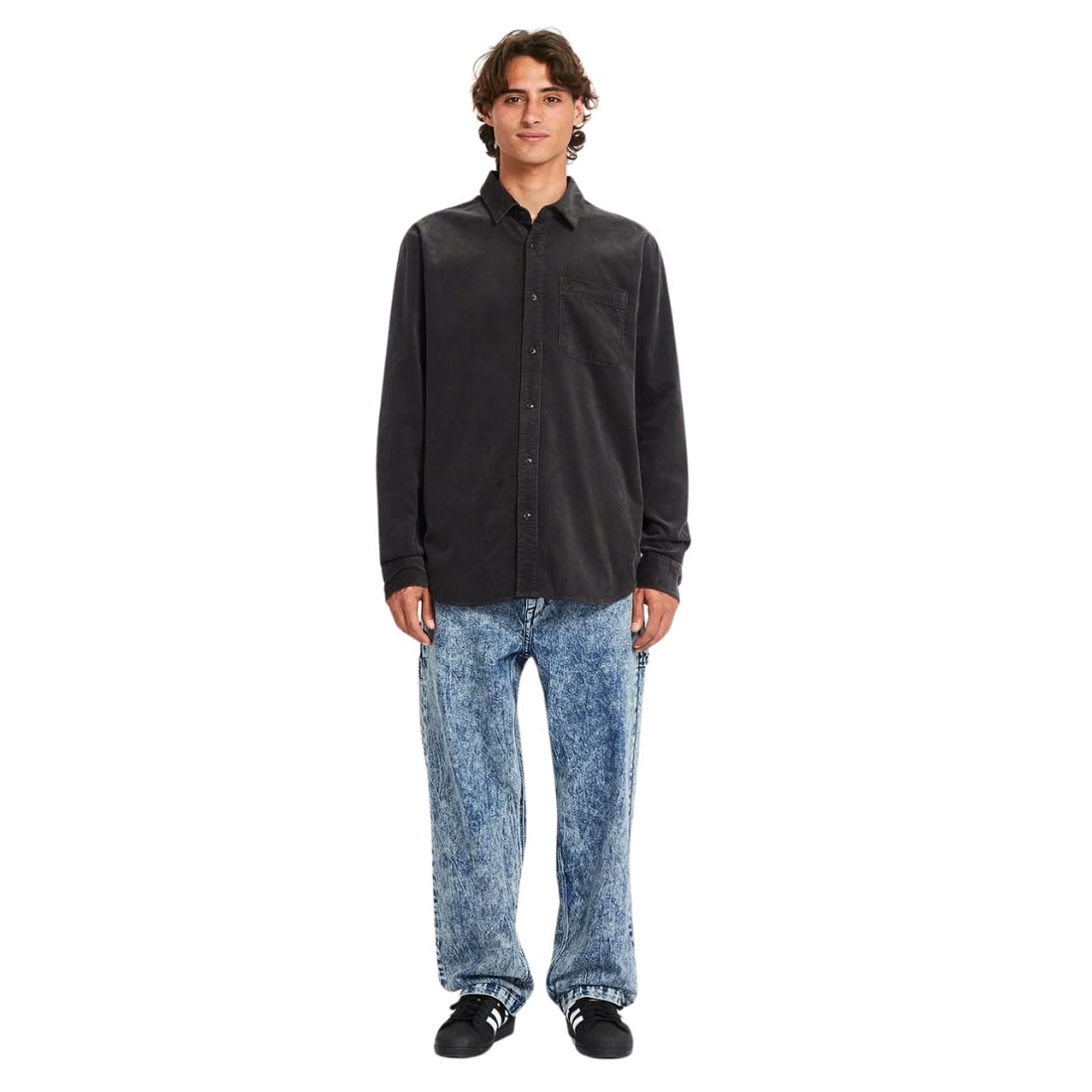 Volcom Zander Longsleeve Shirt - Asphalt Black - Mens Casual Shirt by Volcom