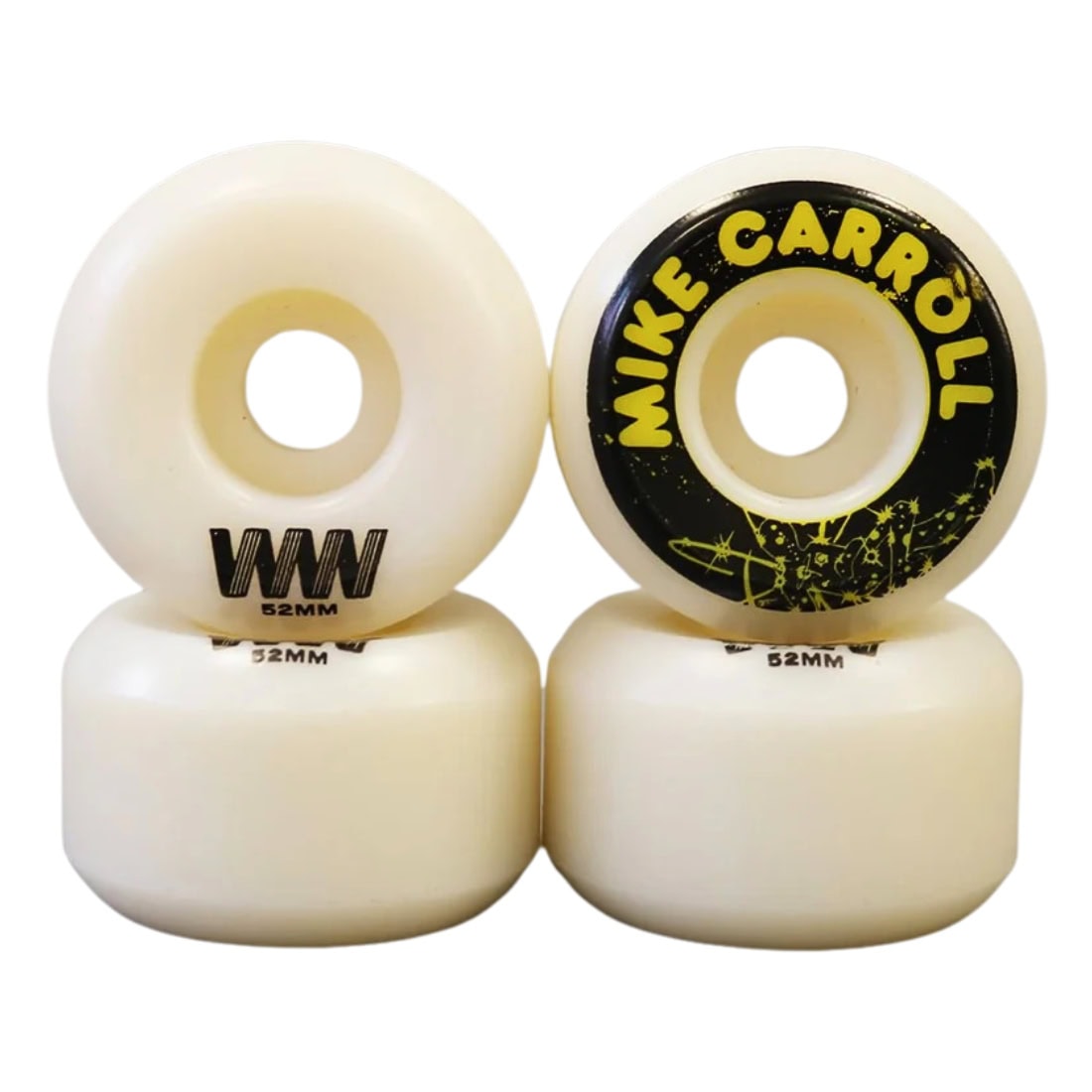 Wayward Wheels 52mm Mike Carroll Funnel Pro Wheels - White Yellow - Skateboard Wheels by Wayward Wheels 52mm