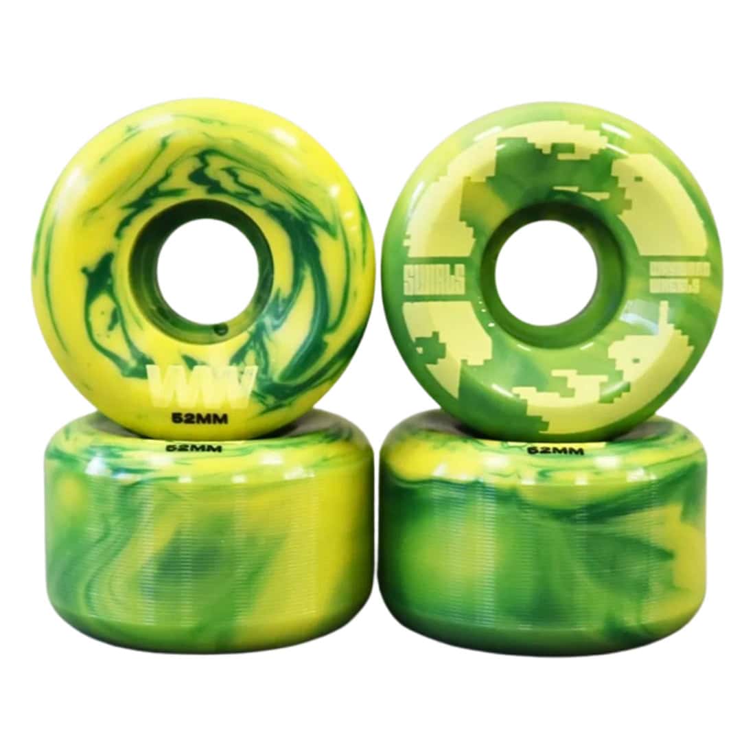 Wayward Wheels 52mm Swirl Formula Skateboard Wheels - Green/Yellow - Skateboard Wheels by Wayward Wheels 52mm