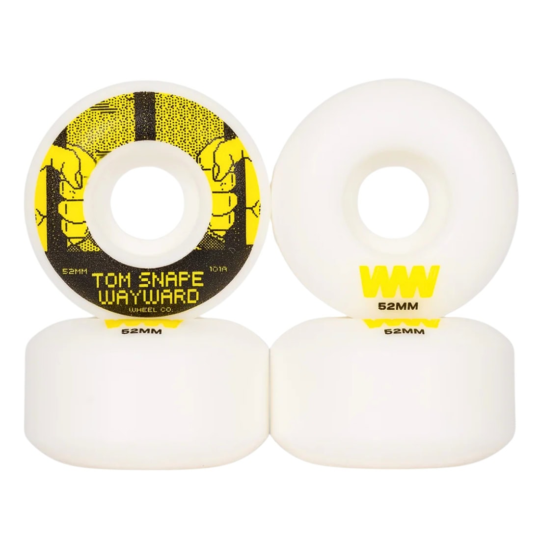 Wayward Wheels 52mm Tom Snape Classic Pro Wheels - White Yellow - Skateboard Wheels by Wayward Wheels 52mm