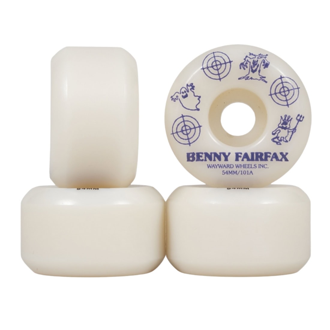 Wayward Wheels 54mm Fairfax Funnel Skateboard Wheels - White/Purple - Skateboard Wheels by Wayward Wheels 54mm