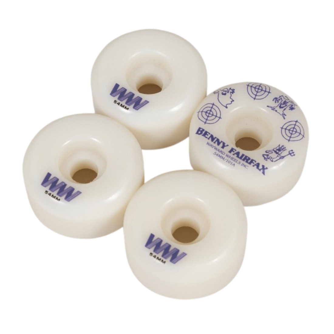 Wayward Wheels 54mm Fairfax Funnel Skateboard Wheels - White/Purple - Skateboard Wheels by Wayward Wheels 54mm