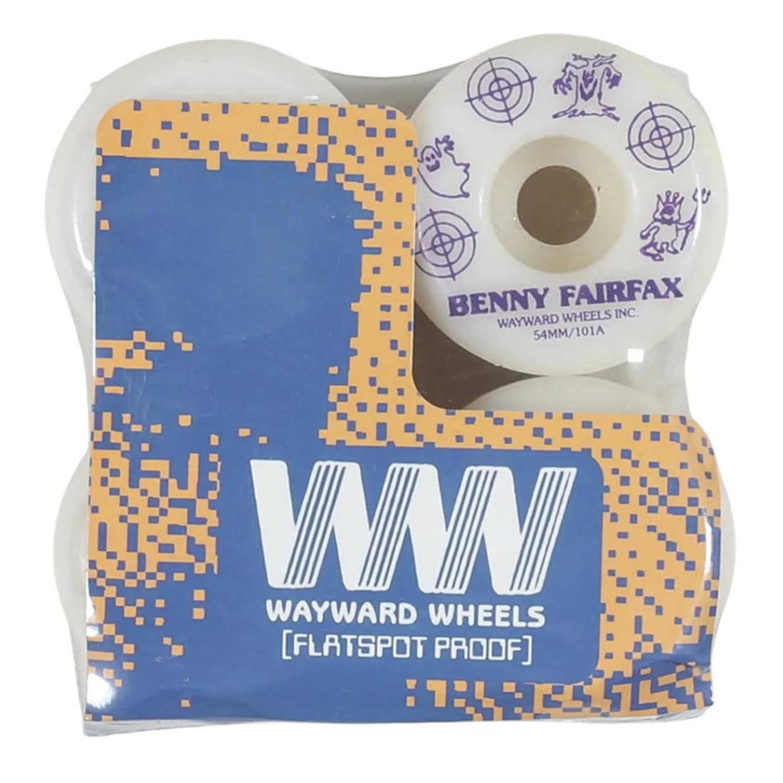 Wayward Wheels 54mm Fairfax Funnel Skateboard Wheels - White/Purple - Skateboard Wheels by Wayward Wheels 54mm