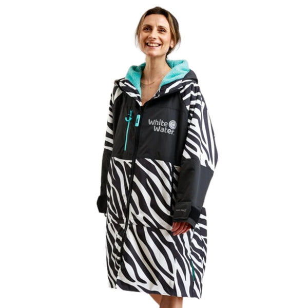White Water Adults Hard Shell Change Robe - Zebra Print/Blue Lining ...