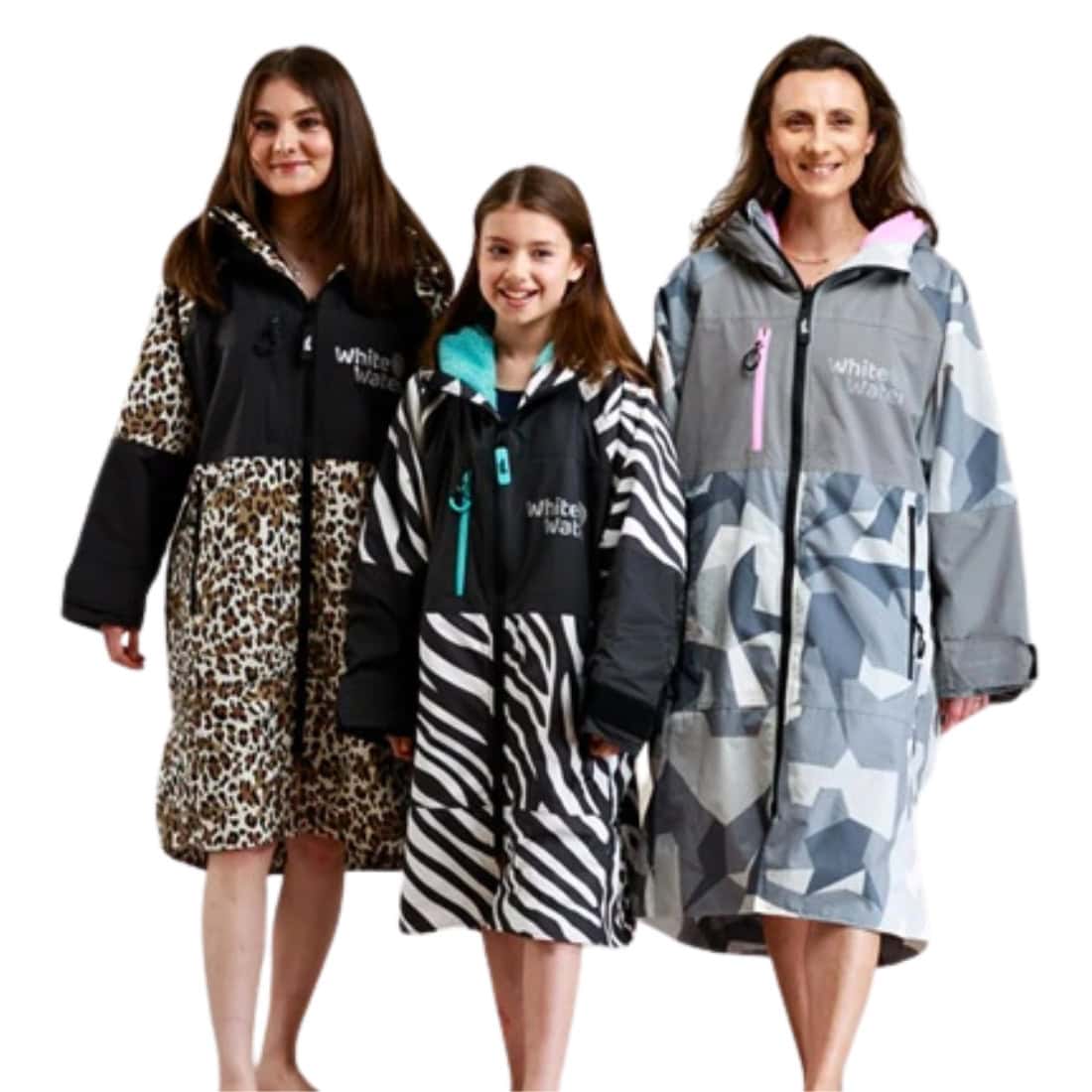 White Water Adults Hard Shell Change Robe - Zebra Print/Blue Lining - Changing Robe Poncho Towel by White Water