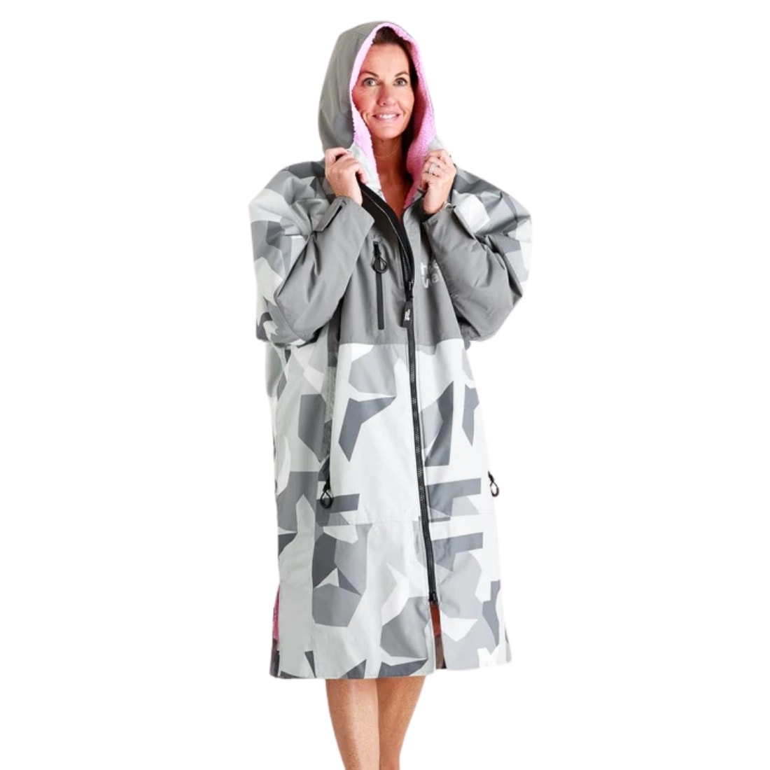 White Water Hard Shell Drying / Changing Robe - Arctic Camo/Pink - Changing Robe Poncho Towel by White Water