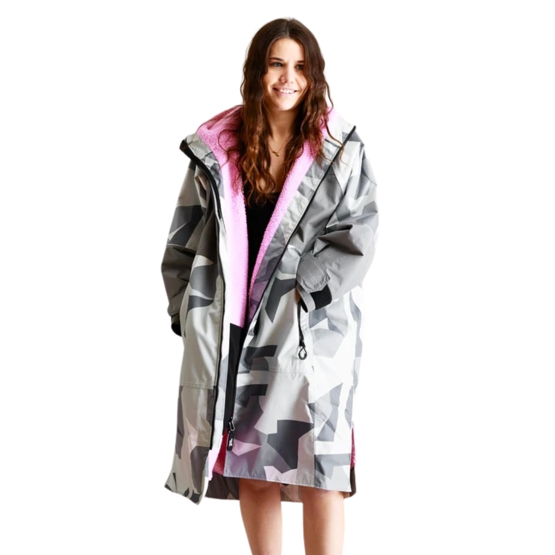 White Water Hard Shell Drying / Changing Robe - Arctic Camo/Pink - Changing Robe Poncho Towel by White Water