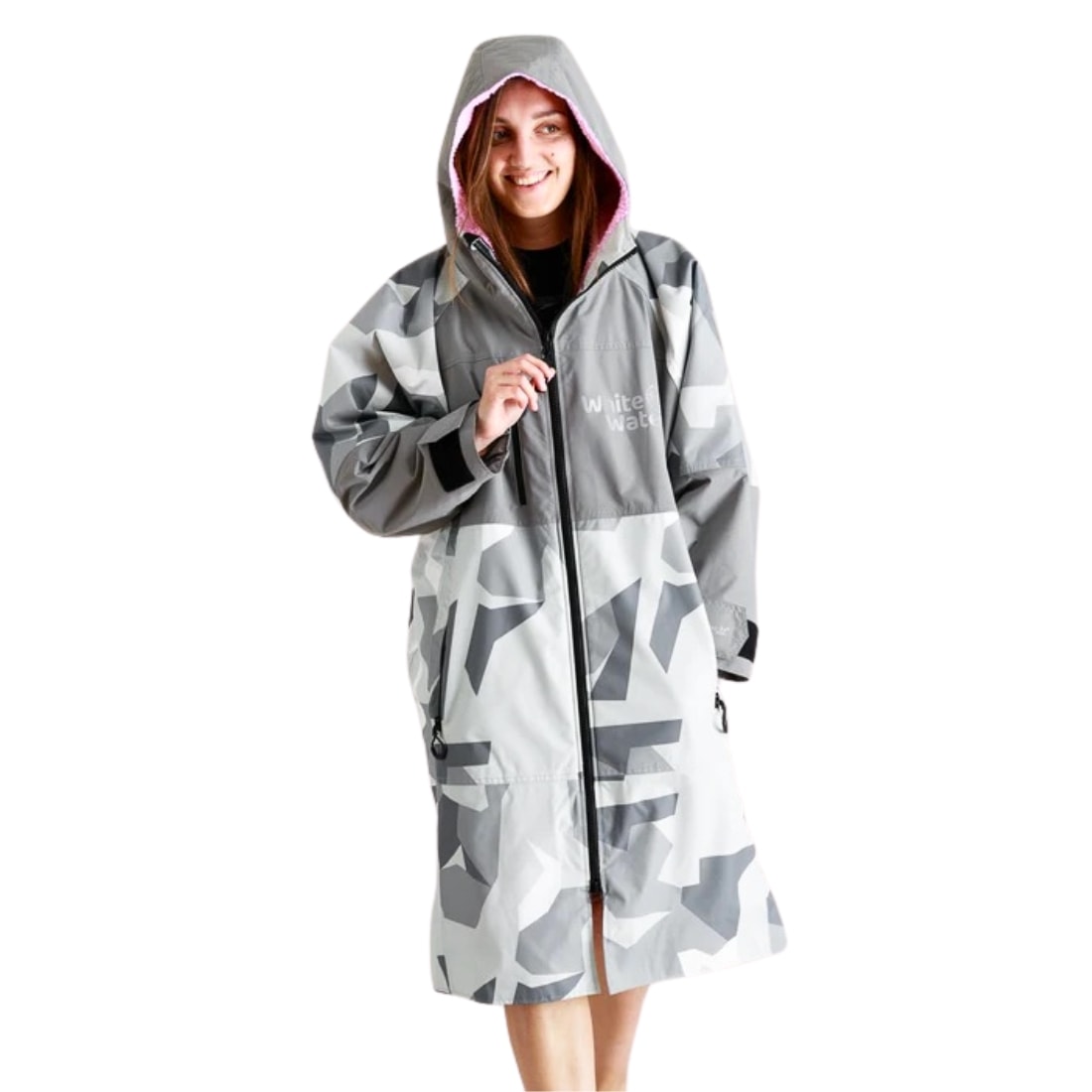 White Water Hard Shell Drying / Changing Robe - Arctic Camo/Pink - Changing Robe Poncho Towel by White Water