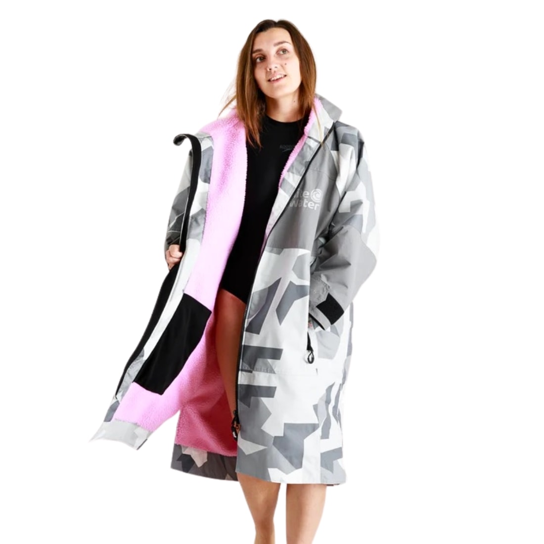 White Water Hard Shell Drying / Changing Robe - Arctic Camo/Pink - Changing Robe Poncho Towel by White Water