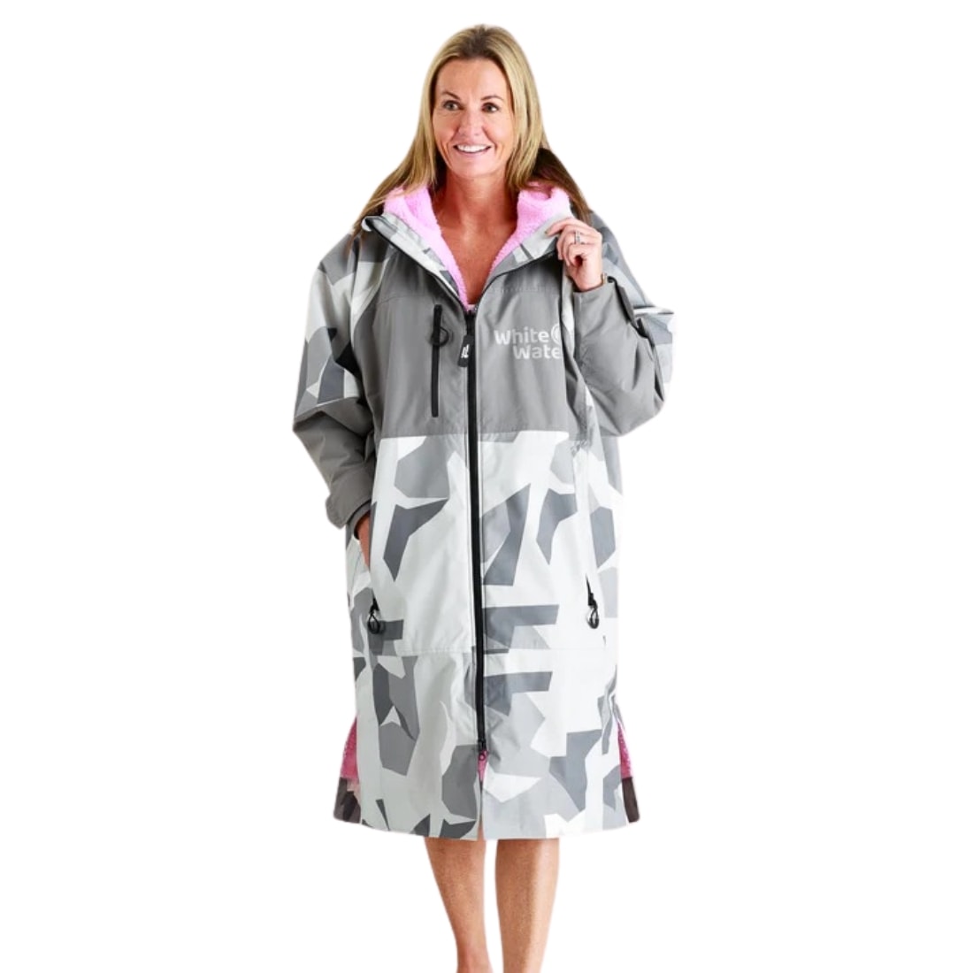 White Water Hard Shell Drying / Changing Robe - Arctic Camo/Pink - Changing Robe Poncho Towel by White Water
