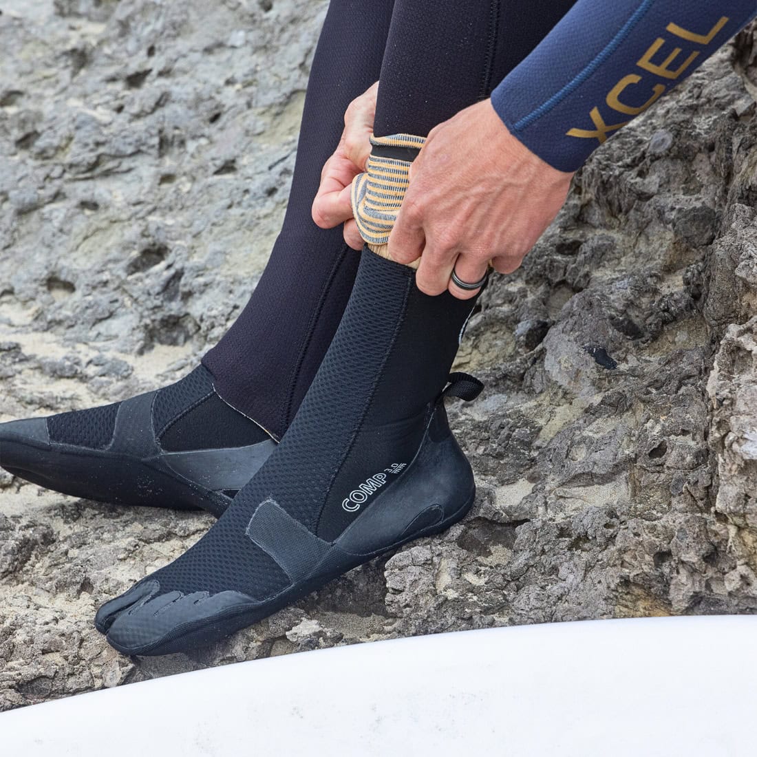 Xcel 3mm Comp Split Toe Wetsuit Boots - Black - Split Toe Wetsuit Boots by Xcel 9 UK