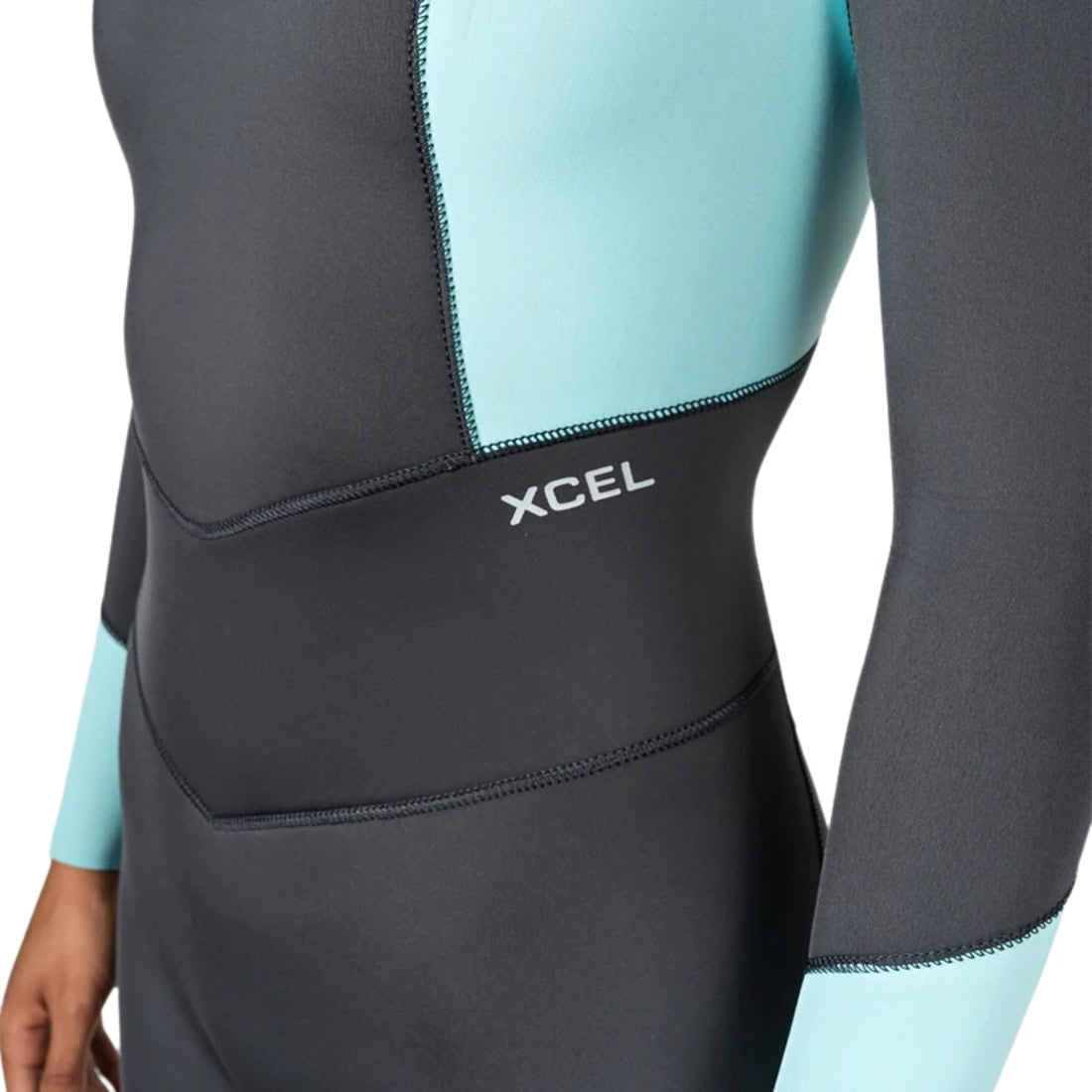 Xcel Womens 3/2mm Axis Back Zip Fullsuit Wetsuit - Graphite/Glacier Blue - Womens Full Length Wetsuit by Xcel