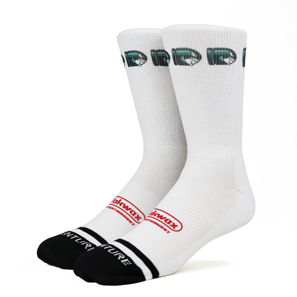 Yakwax Bullet Trails Socks - White - Mens Crew Length Socks by Yakwax